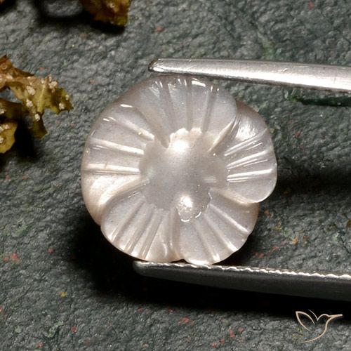 4.02ct Natürlicher Helles Karamellbraun Mondstein, Blumen-Schliff, Lichtdurchlässig