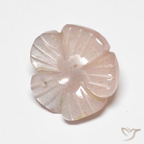 4.47ct Natürlicher Lachs-rosa Mondstein, Blumen-Schliff, Lichtdurchlässig