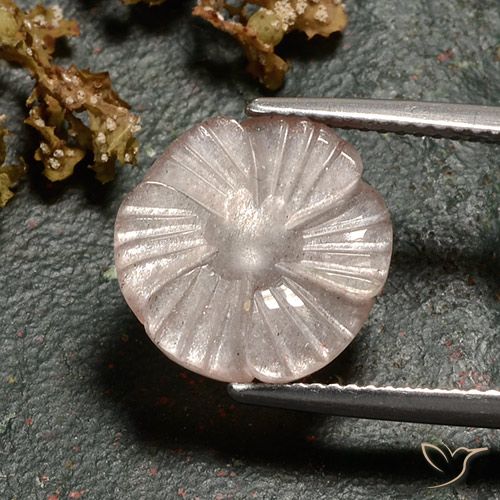 4.86ct Natürlicher Sehr helles Braun Mondstein, Blumen-Schliff, Lichtdurchlässig