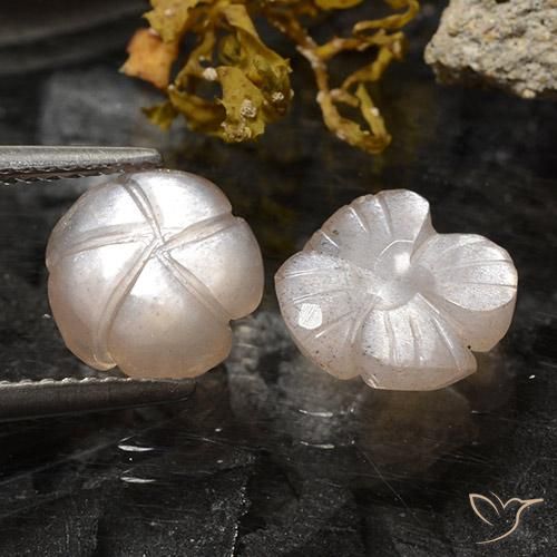 3.75 ct natürliche Helles Karamellbraun Mondstein-Edelsteine, Blumen-Schliff, Lichtdurchlässig