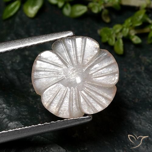 2.46ct Natürlicher Helles Erdnussbraun Mondstein, Blumen-Schliff, Lichtdurchlässig