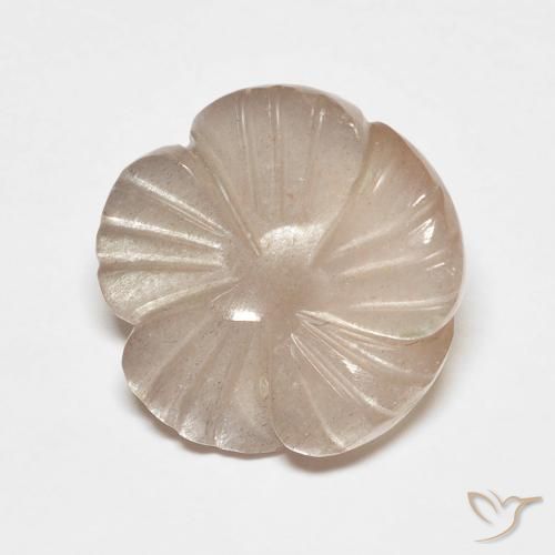 5.53ct Natürlicher Helles Karamellbraun Mondstein, Blumen-Schliff, Lichtdurchlässig