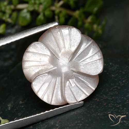 7.24ct Natürlicher Sehr helles Rosa Mondstein, Blumen-Schliff, Lichtdurchlässig