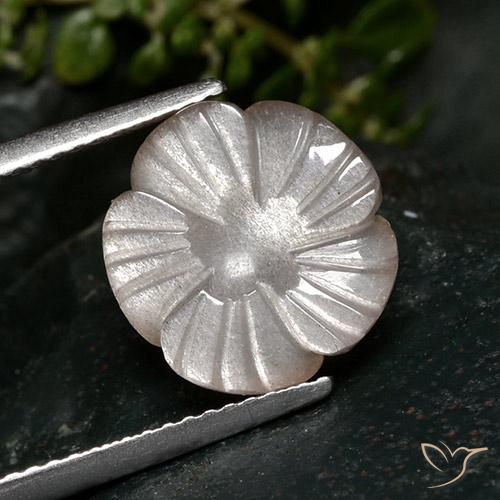 4.31ct Natürlicher Sehr helles Rosa Mondstein, Blumen-Schliff, Lichtdurchlässig