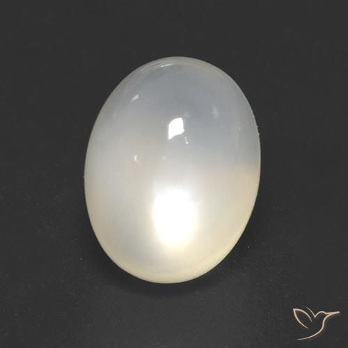 9,17 ctw natürlicher Nicht-gerade weiss Mondstein, Oval, Transparent