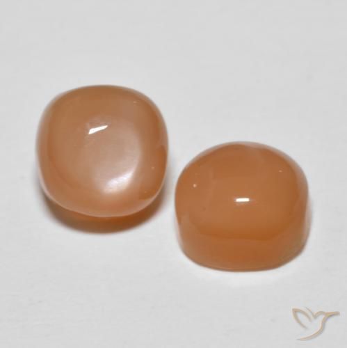 2.25 ct natürliche Cantaloupe-Orange Mondstein-Edelsteine, Kissen, Lichtdurchlässig