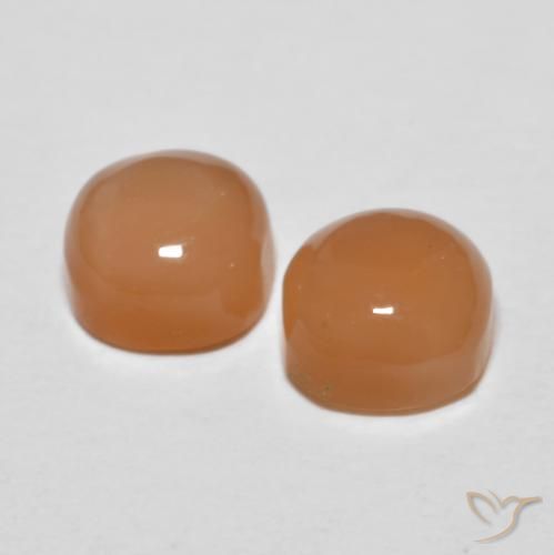 2.25 ct natürliche Cantaloupe-Orange Mondstein-Edelsteine, Kissen, Lichtdurchlässig