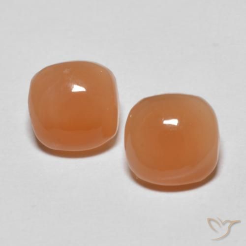 1.58ctw Natürlicher hellorange Mondstein, Kissen, Lichtdurchlässig
