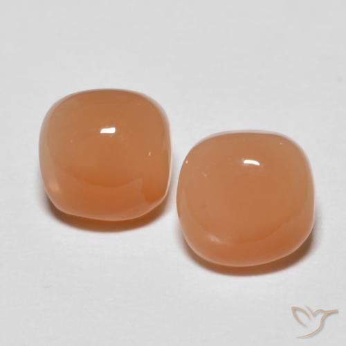 1.82ctw Natürlicher Helles rötliches Orange Mondstein, Kissen, Lichtdurchlässig