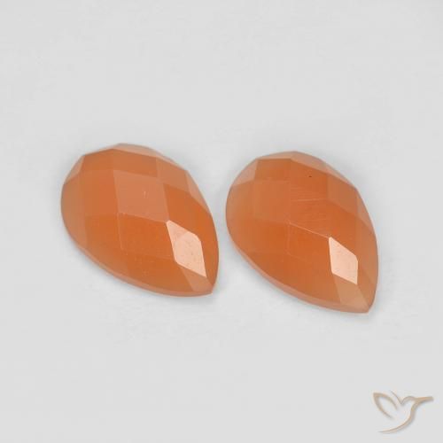 1.90ctw Natürlicher Mittelorange Mondstein, Birnenform, Lichtdurchlässig