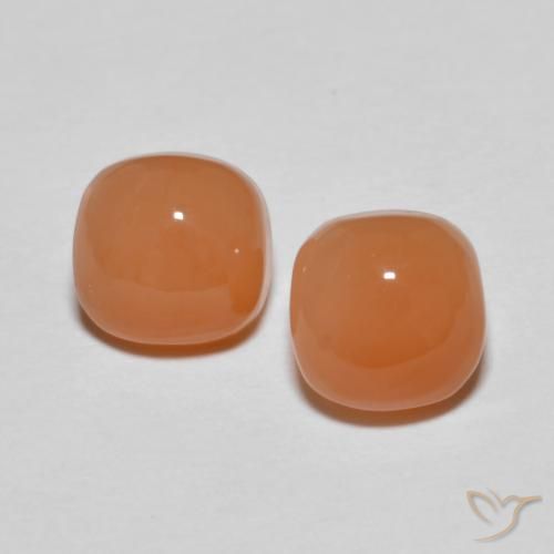 2.15ctw Natürlicher hellorange Mondstein, Kissen, Lichtdurchlässig
