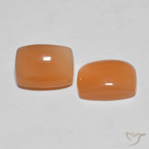 2.64ctw Natürlicher rötlich-orange Mondstein, Kissen, Lichtdurchlässig