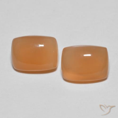 2.83ctw Natürlicher Pfirsich-orange Mondstein, Kissen, Lichtdurchlässig