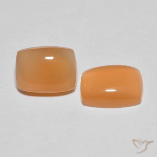 2.61ctw Natürlicher rötlich-orange Mondstein, Kissen, Transparent