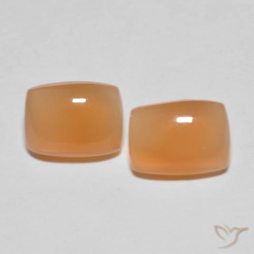 2.61 ct natürliche rötlich-orange Mondstein-Edelsteine, Kissen, Transparent