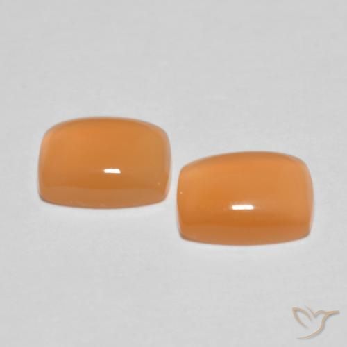 2.61 ct natürliche rötlich-orange Mondstein-Edelsteine, Kissen, Transparent
