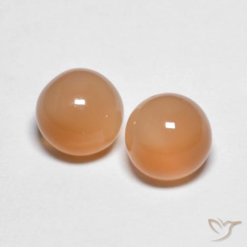 3.28ctw Natürlicher Medium Light-Orange Mondstein, Runden, Transparent