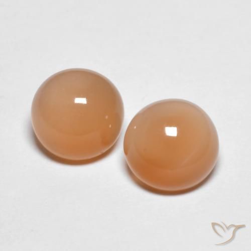 2.81ctw Natürlicher Medium Light-Orange Mondstein, Runden, Transparent