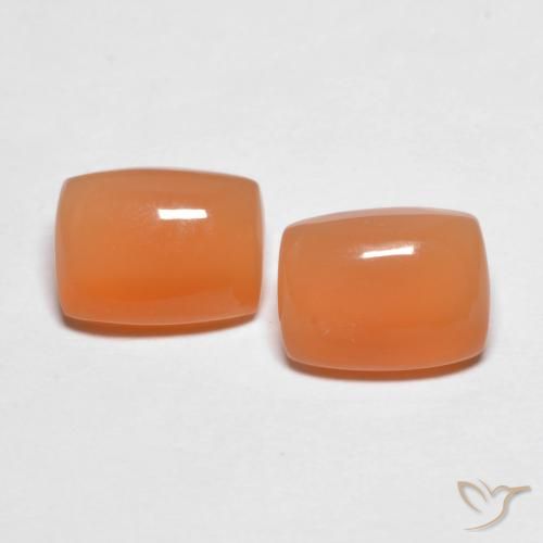 2.69ctw Natürlicher Warme Aprikosenorange Mondstein, Kissen, Lichtdurchlässig