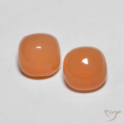 2.17ctw Natürlicher Pfirsich-orange Mondstein, Kissen, Lichtdurchlässig