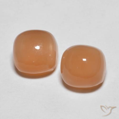3.98ctw Natürlicher Cantaloupe-Orange Mondstein, Kissen, Lichtdurchlässig