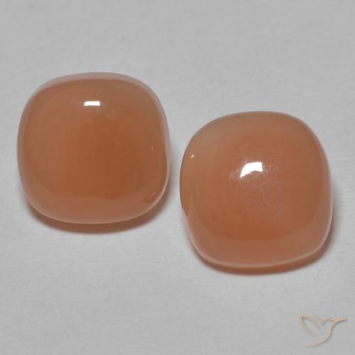 2.49ctw Natürlicher Helles rötliches Orange Mondstein, Kissen, Lichtdurchlässig