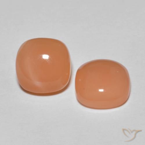 4.09 ct natürliche Pfirsich-orange Mondstein-Edelsteine, Kissen, Lichtdurchlässig