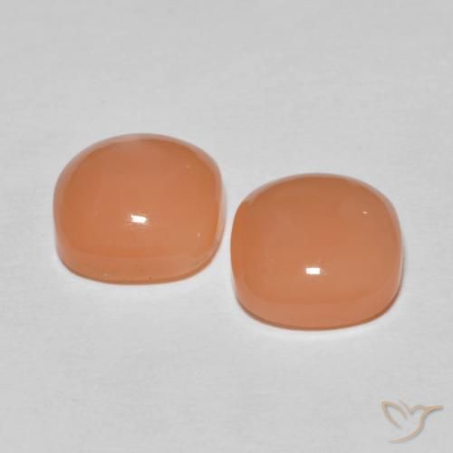 4.09 ct natürliche Pfirsich-orange Mondstein-Edelsteine, Kissen, Lichtdurchlässig