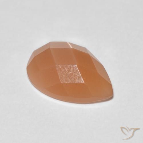 0.93ct Natürlicher Warme Aprikosenorange Mondstein, Birnenform, Transparent