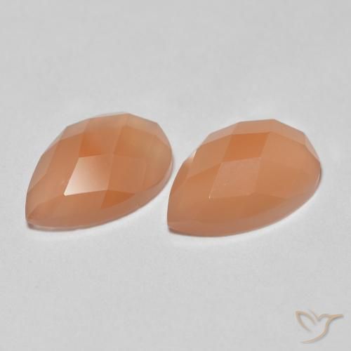 2.01ctw Natürlicher Cantaloupe-Orange Mondstein, Birnenform, Transparent