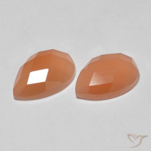 2.08ctw Natürlicher hellorange Mondstein, Birnenform, Transparent