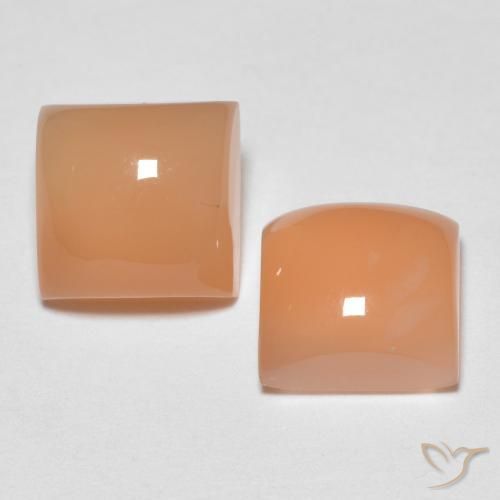 4.12 ct natürliche Pfirsich-orange Mondstein-Edelsteine, Quadrat, Transparent