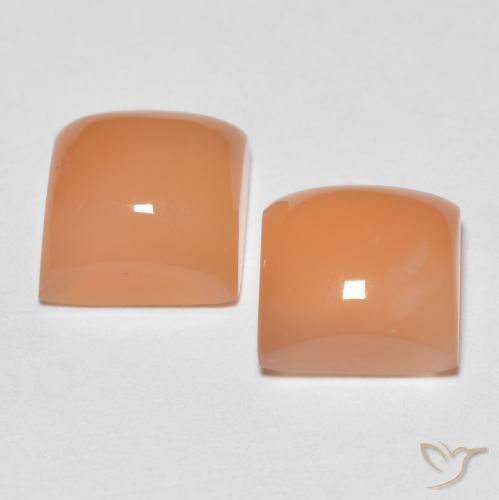 4.12 ct natürliche Pfirsich-orange Mondstein-Edelsteine, Quadrat, Transparent