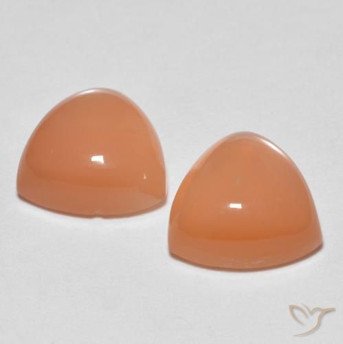 4.09 ct natürliche Cantaloupe-Orange Mondstein-Edelsteine, Trillion, Transparent