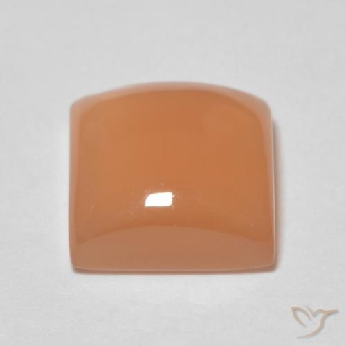 9,17 ctw natürlicher Cantaloupe-Orange Mondstein, Quadrat, Transparent