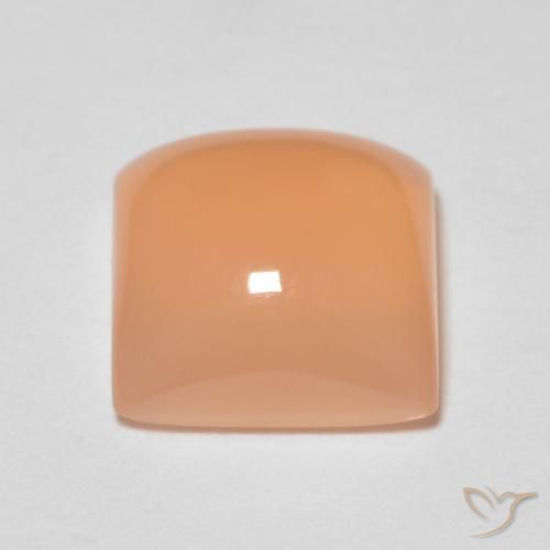 9,17 ctw natürlicher Cantaloupe-Orange Mondstein, Quadrat, Transparent