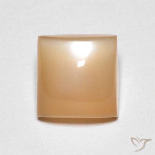 1.35ct Natürlicher Helles Pfirsichgold Mondstein, Quadrat, Transparent