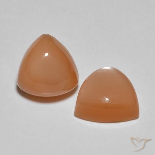 3.80 ct natürliche Cantaloupe-Orange Mondstein-Edelsteine, Trillion, Lichtdurchlässig