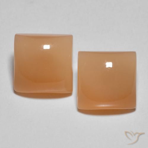 3.90ctw Natürlicher Pfirsich-orange Mondstein, Quadrat, Lichtdurchlässig