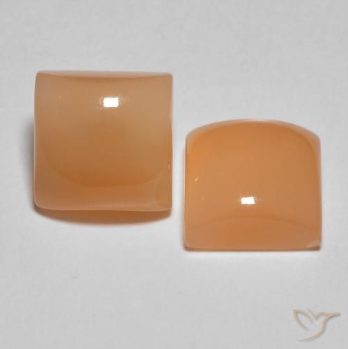 3.90 ct natürliche Pfirsich-orange Mondstein-Edelsteine, Quadrat, Lichtdurchlässig
