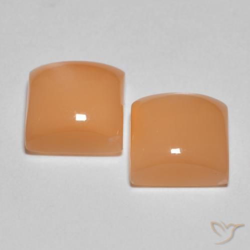 3.90 ct natürliche Pfirsich-orange Mondstein-Edelsteine, Quadrat, Lichtdurchlässig