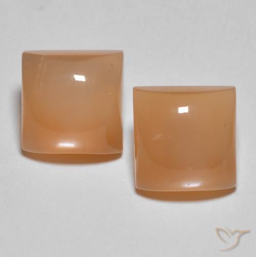 4.38ctw Natürlicher Pfirsich-orange Mondstein, Quadrat, Lichtdurchlässig