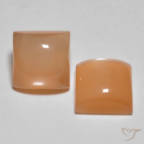 4.38 ct natürliche Pfirsich-orange Mondstein-Edelsteine, Quadrat, Lichtdurchlässig