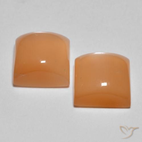 4.38 ct natürliche Pfirsich-orange Mondstein-Edelsteine, Quadrat, Lichtdurchlässig
