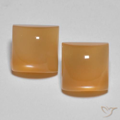 5.33ctw Natürlicher orange-creme Mondstein, Quadrat, Lichtdurchlässig