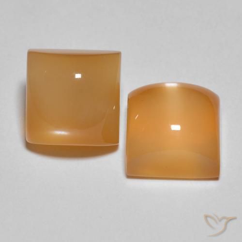 5.33 ct natürliche orange-creme Mondstein-Edelsteine, Quadrat, Lichtdurchlässig