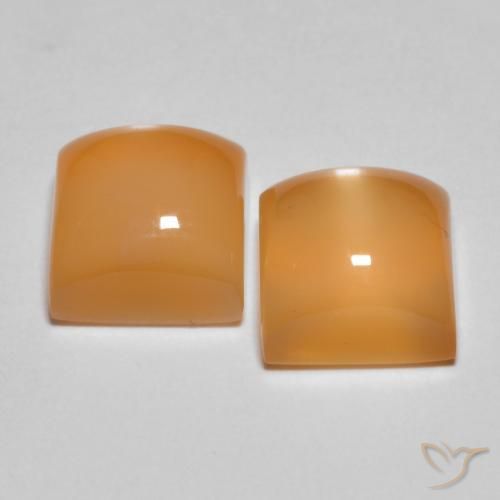 5.33 ct natürliche orange-creme Mondstein-Edelsteine, Quadrat, Lichtdurchlässig