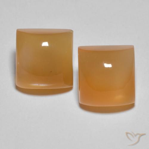5.31ctw Natürlicher orange-creme Mondstein, Quadrat, Lichtdurchlässig