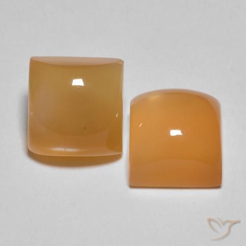 5.31 ct natürliche orange-creme Mondstein-Edelsteine, Quadrat, Lichtdurchlässig