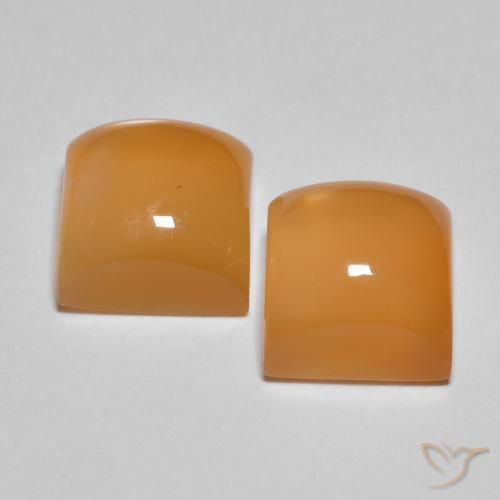 5.31 ct natürliche orange-creme Mondstein-Edelsteine, Quadrat, Lichtdurchlässig